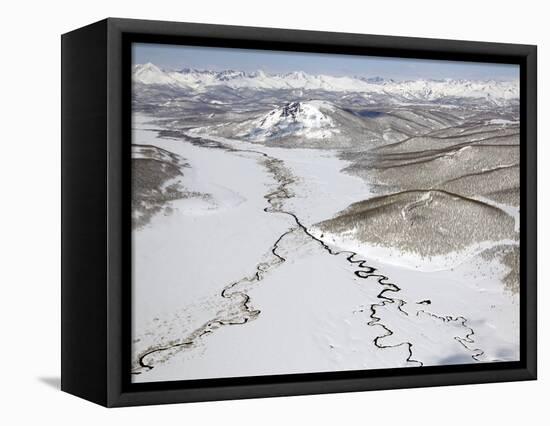 Aerial View of Two Rivers Joining in Valley, Kronotsky Zapovednik Reserve, Russia-Igor Shpilenok-Framed Stretched Canvas