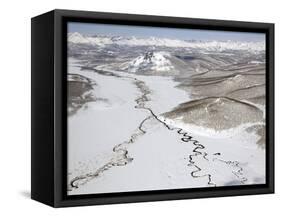 Aerial View of Two Rivers Joining in Valley, Kronotsky Zapovednik Reserve, Russia-Igor Shpilenok-Framed Stretched Canvas