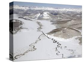 Aerial View of Two Rivers Joining in Valley, Kronotsky Zapovednik Reserve, Russia-Igor Shpilenok-Stretched Canvas