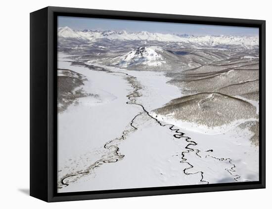 Aerial View of Two Rivers Joining in Valley, Kronotsky Zapovednik Reserve, Russia-Igor Shpilenok-Framed Stretched Canvas