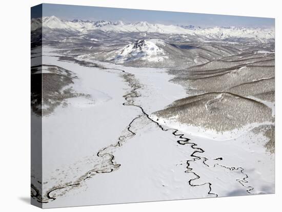 Aerial View of Two Rivers Joining in Valley, Kronotsky Zapovednik Reserve, Russia-Igor Shpilenok-Stretched Canvas