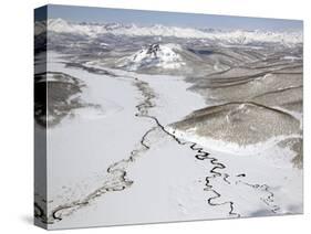 Aerial View of Two Rivers Joining in Valley, Kronotsky Zapovednik Reserve, Russia-Igor Shpilenok-Stretched Canvas