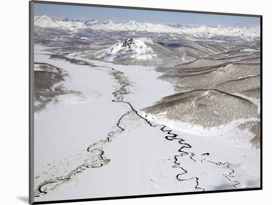 Aerial View of Two Rivers Joining in Valley, Kronotsky Zapovednik Reserve, Russia-Igor Shpilenok-Mounted Premium Photographic Print