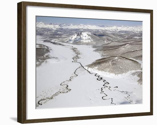 Aerial View of Two Rivers Joining in Valley, Kronotsky Zapovednik Reserve, Russia-Igor Shpilenok-Framed Photographic Print