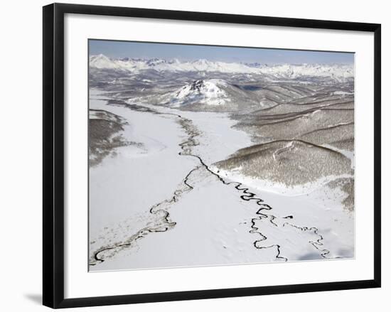 Aerial View of Two Rivers Joining in Valley, Kronotsky Zapovednik Reserve, Russia-Igor Shpilenok-Framed Photographic Print