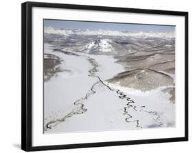 Aerial View of Two Rivers Joining in Valley, Kronotsky Zapovednik Reserve, Russia-Igor Shpilenok-Framed Photographic Print