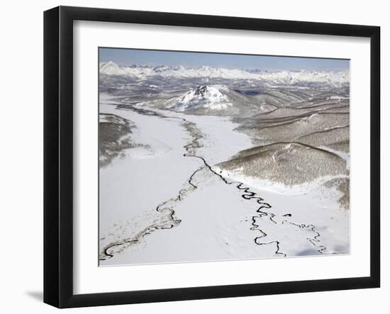 Aerial View of Two Rivers Joining in Valley, Kronotsky Zapovednik Reserve, Russia-Igor Shpilenok-Framed Photographic Print