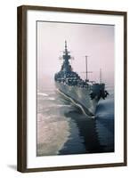 Aerial View of USS New Jersey Entering Bay-Harold Wise-Framed Photographic Print