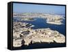 Aerial View of Valletta and St. Elmo Fort, Manoel Island, and Dragutt Point on the Right, Malta-Tondini Nico-Framed Stretched Canvas