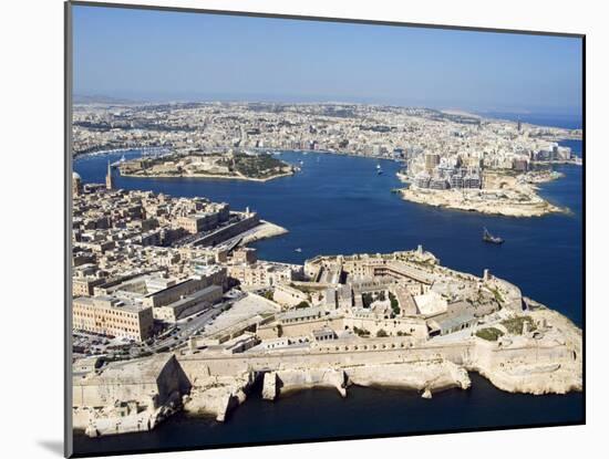 Aerial View of Valletta and St. Elmo Fort, Manoel Island, and Dragutt Point on the Right, Malta-Tondini Nico-Mounted Photographic Print