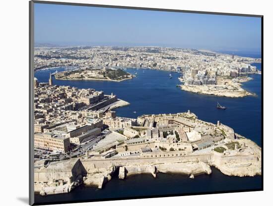 Aerial View of Valletta and St. Elmo Fort, Manoel Island, and Dragutt Point on the Right, Malta-Tondini Nico-Mounted Photographic Print