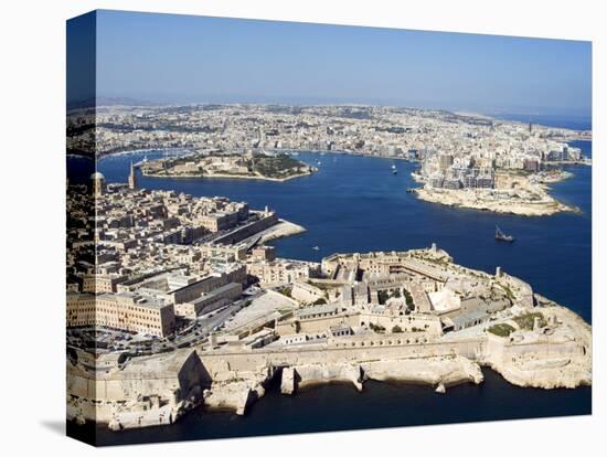 Aerial View of Valletta and St. Elmo Fort, Manoel Island, and Dragutt Point on the Right, Malta-Tondini Nico-Stretched Canvas