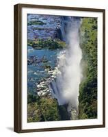 Aerial View of Victoria Falls, Waterfall, and the Zambesi River, Zimbabwe-Miva Stock-Framed Premium Photographic Print