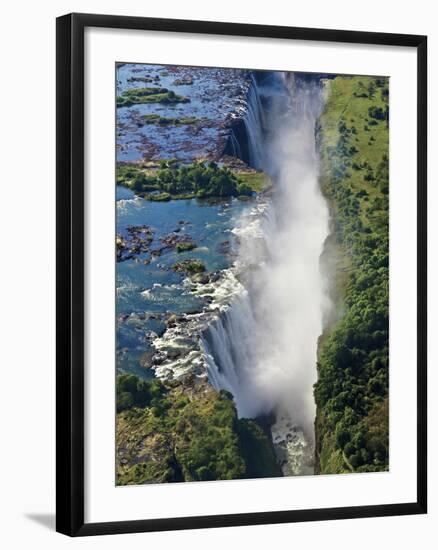 Aerial View of Victoria Falls, Waterfall, and the Zambesi River, Zimbabwe-Miva Stock-Framed Premium Photographic Print