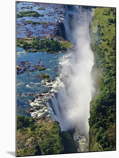 Aerial View of Victoria Falls, Waterfall, and the Zambesi River, Zimbabwe-Miva Stock-Mounted Premium Photographic Print
