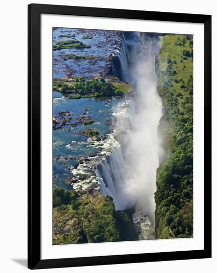 Aerial View of Victoria Falls, Waterfall, and the Zambesi River, Zimbabwe-Miva Stock-Framed Photographic Print