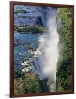 Aerial View of Victoria Falls, Waterfall, and the Zambesi River, Zimbabwe-Miva Stock-Framed Photographic Print