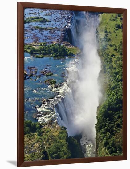 Aerial View of Victoria Falls, Waterfall, and the Zambesi River, Zimbabwe-Miva Stock-Framed Photographic Print