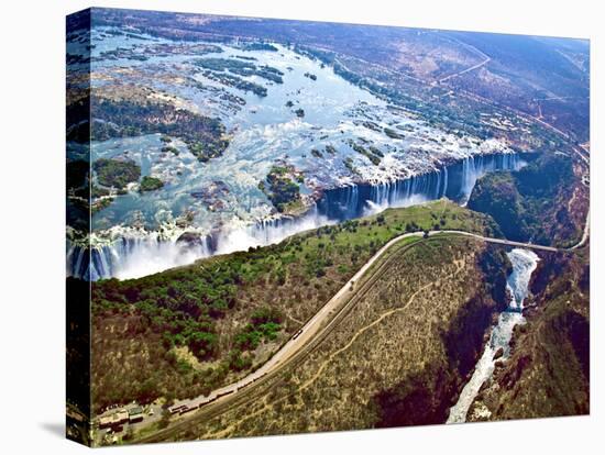 Aerial View of Victoria Falls, Waterfall, and the Zambesi River, Zimbabwe-Miva Stock-Stretched Canvas