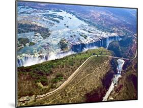 Aerial View of Victoria Falls, Waterfall, and the Zambesi River, Zimbabwe-Miva Stock-Mounted Photographic Print