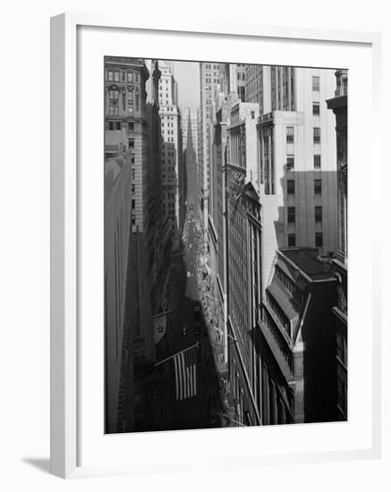 Aerial View of Wall Street Showing Trinity Church Standing at Head of Street-Herbert Gehr-Framed Photographic Print