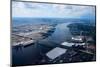 Aerial view of Walt Whitman Bridge crossing Deleware River in Philadelphia, PA-null-Mounted Photographic Print