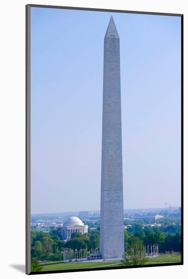 Aerial view of Washington Monument and Jefferson Memorial in spring in Washington D.C.-null-Mounted Photographic Print