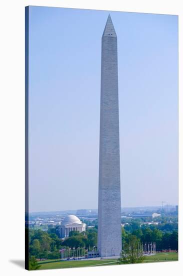 Aerial view of Washington Monument and Jefferson Memorial in spring in Washington D.C.-null-Stretched Canvas