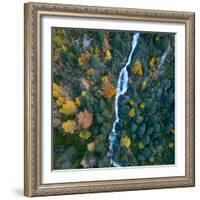 Aerial view of waterfall in the Urdiceto Ravine, Aragon, Spain-Juan Carlos Munoz-Framed Photographic Print