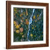 Aerial view of waterfall in the Urdiceto Ravine, Aragon, Spain-Juan Carlos Munoz-Framed Photographic Print