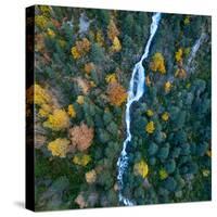 Aerial view of waterfall in the Urdiceto Ravine, Aragon, Spain-Juan Carlos Munoz-Stretched Canvas