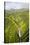 Aerial View of Waterfall in Waimea Canyon-Terry Eggers-Stretched Canvas