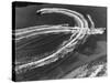 Aerial View of Waterskiers and Motorboats Speeding across the Pacific Ocean at Marine Stadium-Margaret Bourke-White-Stretched Canvas