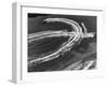 Aerial View of Waterskiers and Motorboats Speeding across the Pacific Ocean at Marine Stadium-Margaret Bourke-White-Framed Photographic Print