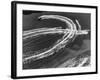 Aerial View of Waterskiers and Motorboats Speeding across the Pacific Ocean at Marine Stadium-Margaret Bourke-White-Framed Photographic Print