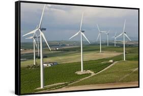 Aerial View of Wind Turbines, Andalusia, Spain-Peter Adams-Framed Stretched Canvas