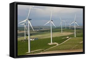 Aerial View of Wind Turbines, Andalusia, Spain-Peter Adams-Framed Stretched Canvas