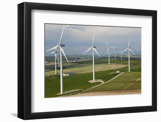 Aerial View of Wind Turbines, Andalusia, Spain-Peter Adams-Framed Premium Photographic Print