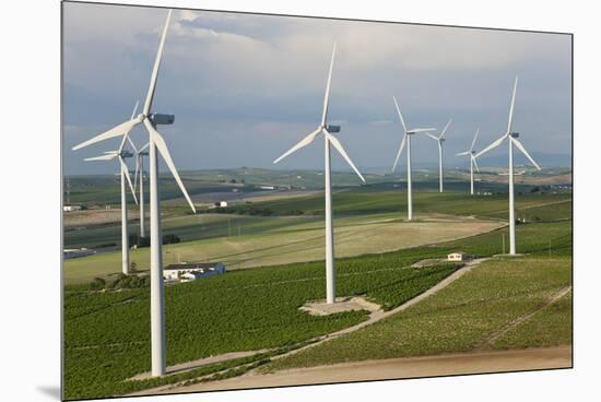 Aerial View of Wind Turbines, Andalusia, Spain-Peter Adams-Mounted Premium Photographic Print