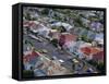 Aerial View of Wooden Villas, Corrugated Iron Roofs, Suburban Street, Auckland-Julia Thorne-Framed Stretched Canvas