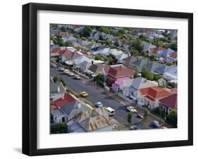 Aerial View of Wooden Villas, Corrugated Iron Roofs, Suburban Street, Auckland-Julia Thorne-Framed Photographic Print