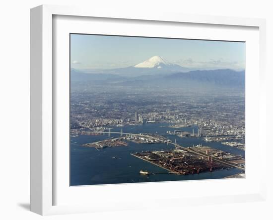 Aerial View of Yokohama City and Mount Fuji, Shizuoka Prefecture, Japan, Asia-Christian Kober-Framed Photographic Print