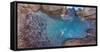 Aerial View of Young Woman in the Blue Sea among Rocks, Oaxaca Mexico from Above-Rodrigo Lucentini-Framed Stretched Canvas