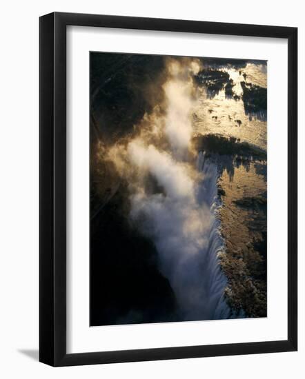 Aerial View of Zambezi River as it Plummets over the Victoria Falls-John Warburton-lee-Framed Photographic Print