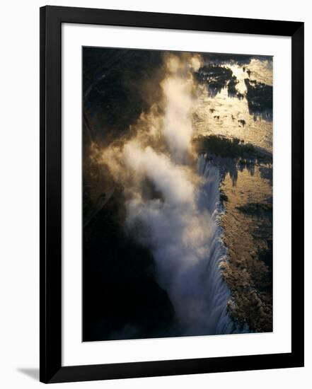 Aerial View of Zambezi River as it Plummets over the Victoria Falls-John Warburton-lee-Framed Photographic Print