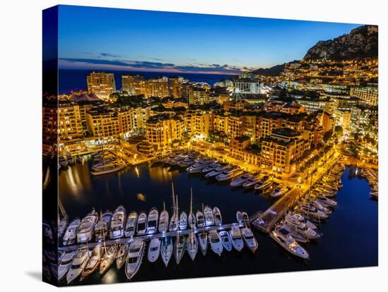 Aerial View on Fontvieille and Monaco Harbor with Luxury Yachts, French Riviera-anshar-Stretched Canvas