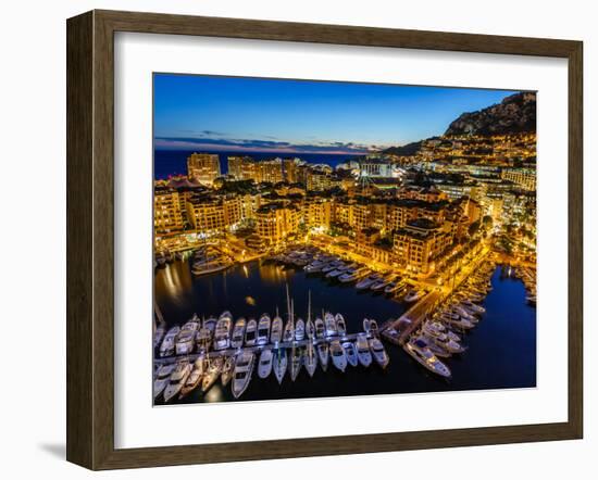 Aerial View on Fontvieille and Monaco Harbor with Luxury Yachts, French Riviera-anshar-Framed Photographic Print