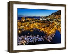 Aerial View on Fontvieille and Monaco Harbor with Luxury Yachts, French Riviera-anshar-Framed Photographic Print