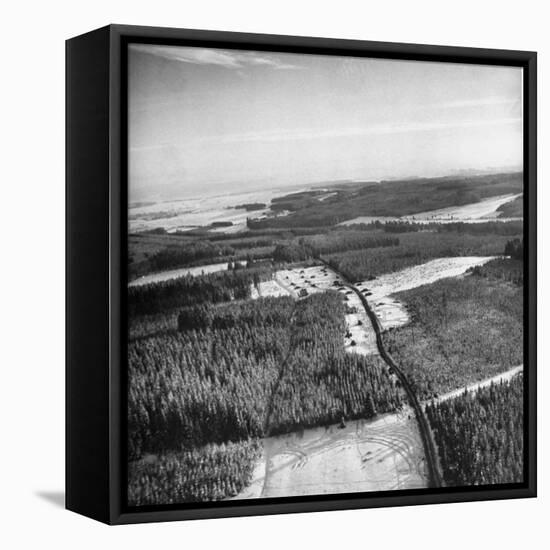 Aerial View over Ardennes Showing Us Tank Company During the Battle of the Bulge-null-Framed Stretched Canvas