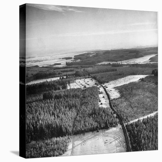 Aerial View over Ardennes Showing Us Tank Company During the Battle of the Bulge-null-Stretched Canvas